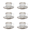 Jogo de 6 Xícaras de Cafezinho 75 Ml Com Pires Ryo Maresia