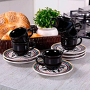 Jogo de 6 Xícaras Pequenas 65 Ml Com Pires Floreal Luiza