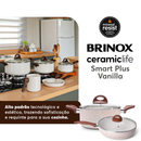 Jogo de Panelas Brinox Ceramic Life Antiaderente 8 Peças Vanilla
