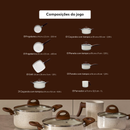 Jogo de Panelas Brinox Ceramic Life Antiaderente 8 Peças Vanilla