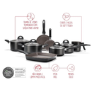 Jogo de Panelas Brinox Ceramic Life 8 Peças – Antiaderente Cerâmico Smart Plus Preto