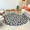 Tapete Redondo Moderno 150x150 Antiderrapante Novo Preto