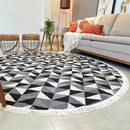 Tapete Redondo Moderno 150x150 Antiderrapante Novo Preto