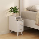 Mesa de Cabeceira Estreita em Madeira Maciça com Gavetas – Ideal para Quartos Compactos